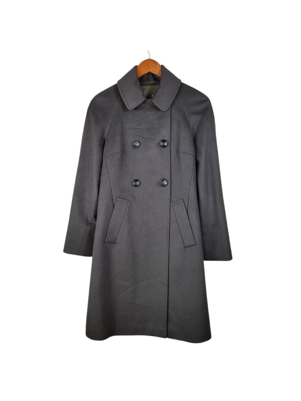 Max Mara Studio 100% Wool Women's Trench Coat Jacket US 4 Small Double Breasted